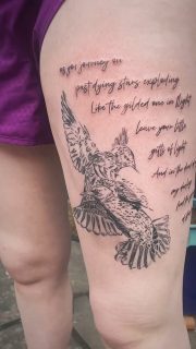 I got to finish this Starling Tattoo with some of the words that inspired it, from The Lost Words Blessing.
🙏